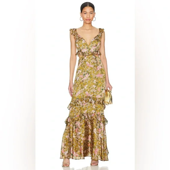AMUR | Dresses | Amur Yellow Asymmetrical Ruffled Maxi Dress | Poshmark
